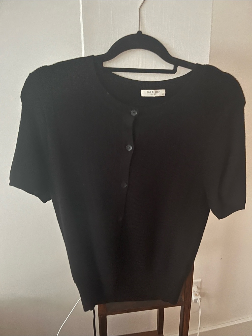 Rag & Bone Black Short-Sleeve Knit Top